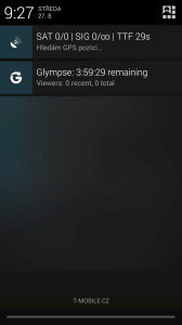 Glympse v oznamovací oblasti