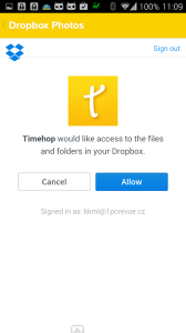 Propojení s cloudovým diskem Dropbox
