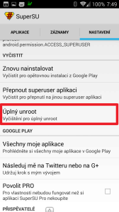 Klepněte na položku Úplný unroot