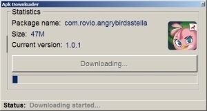 APK Downloader informuje o průběhu stahování