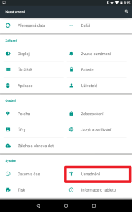 Sekce Usnadnění