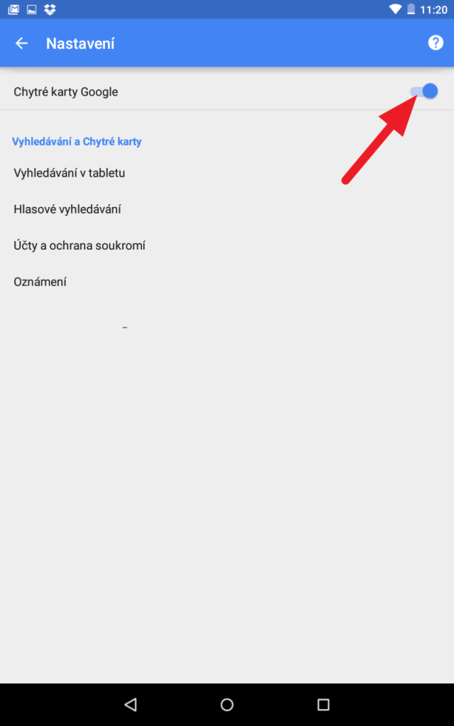 Vypněte Chytré karty Google