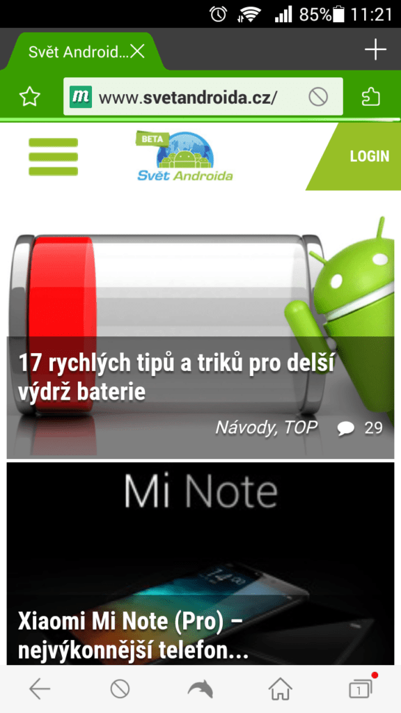 Huawei G630 test procházení webu 1