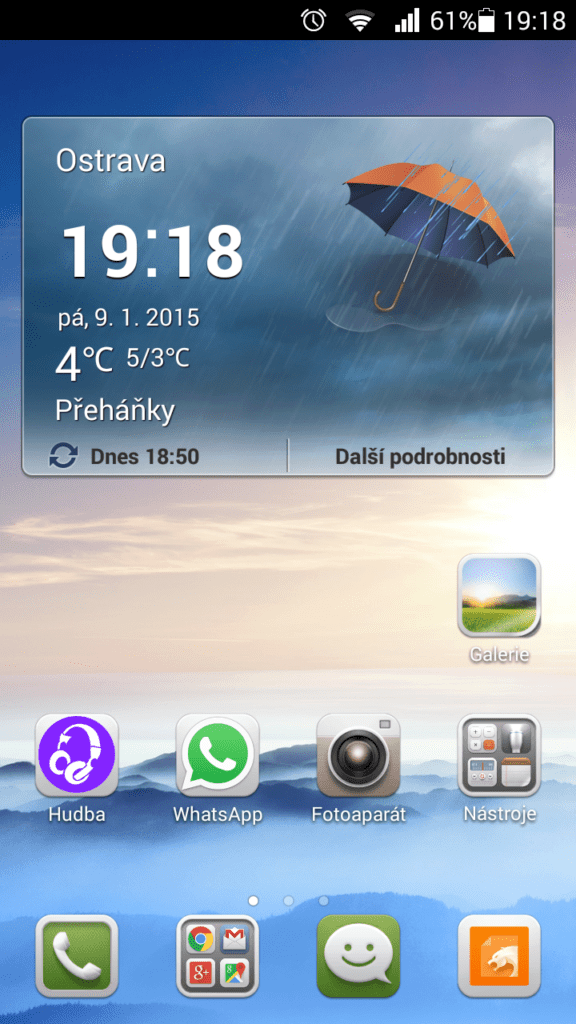 Huawei G630 uživatelské prostředí hlavní plocha