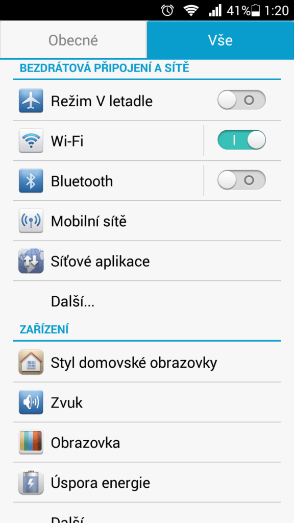 Huawei G630 uživatelské prostředí nastavení