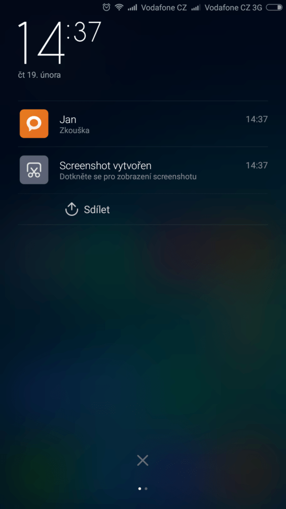 Xiaomi MI Note prostředí systému Android 4.4.4 notifikace zamykací obrazovka