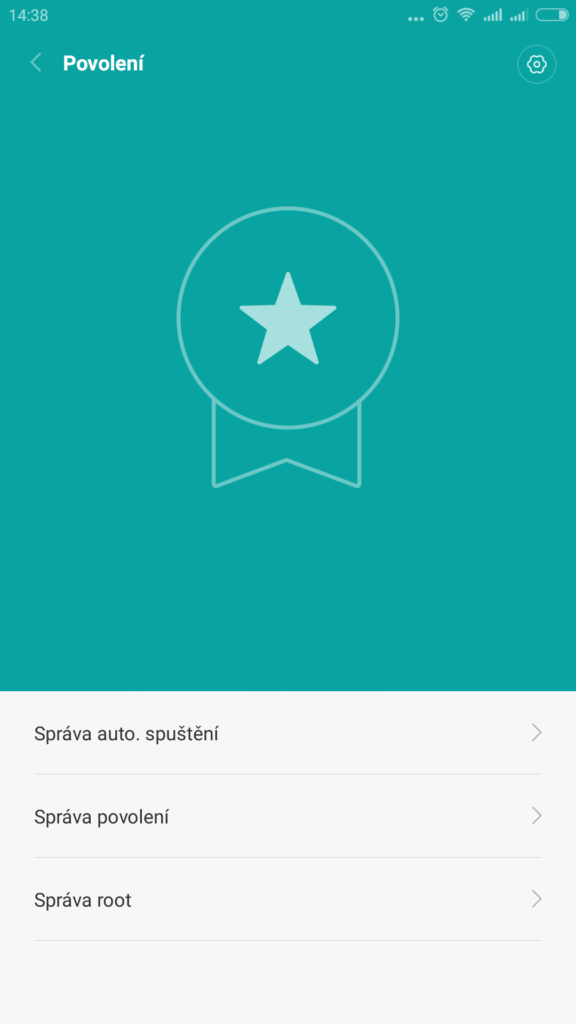 Xiaomi MI Note prostředí systému Android 4.4.4 povolení