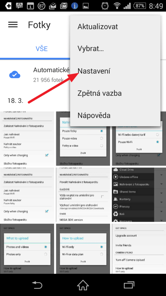 Sekce Nastavení