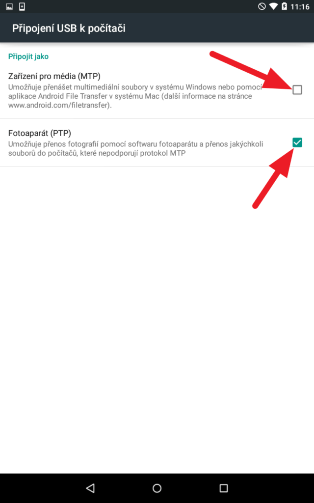 Způsob připojení Androidu k PC
