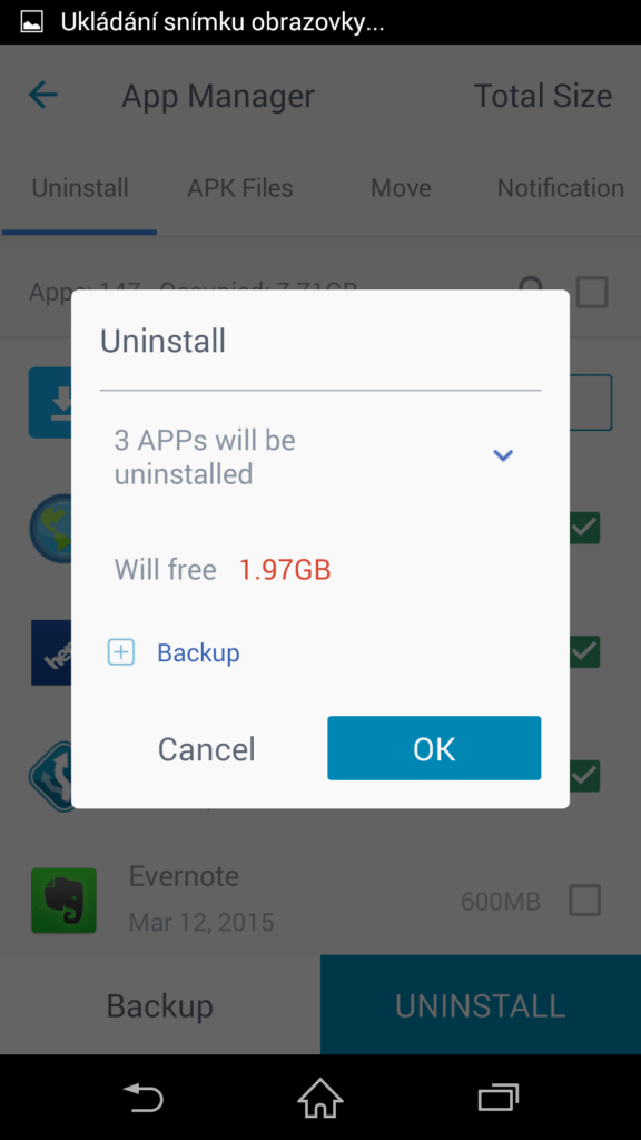 Dávková odinstalace aplikací