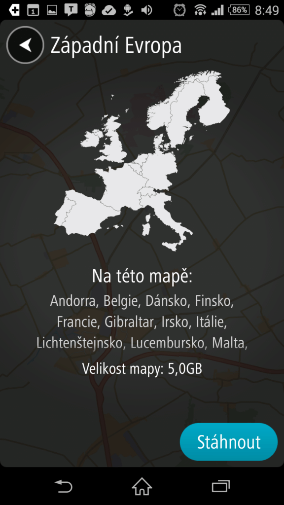 Mapa západní Evropy
