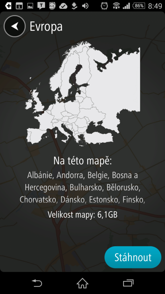 Mapa celé Evropy