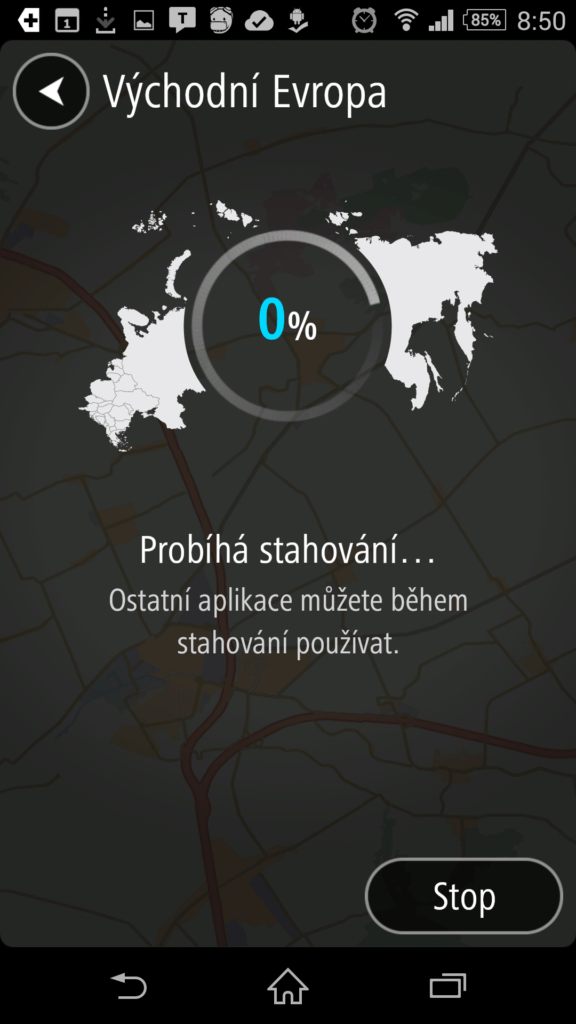 Stahování mapových podkladů do navigace