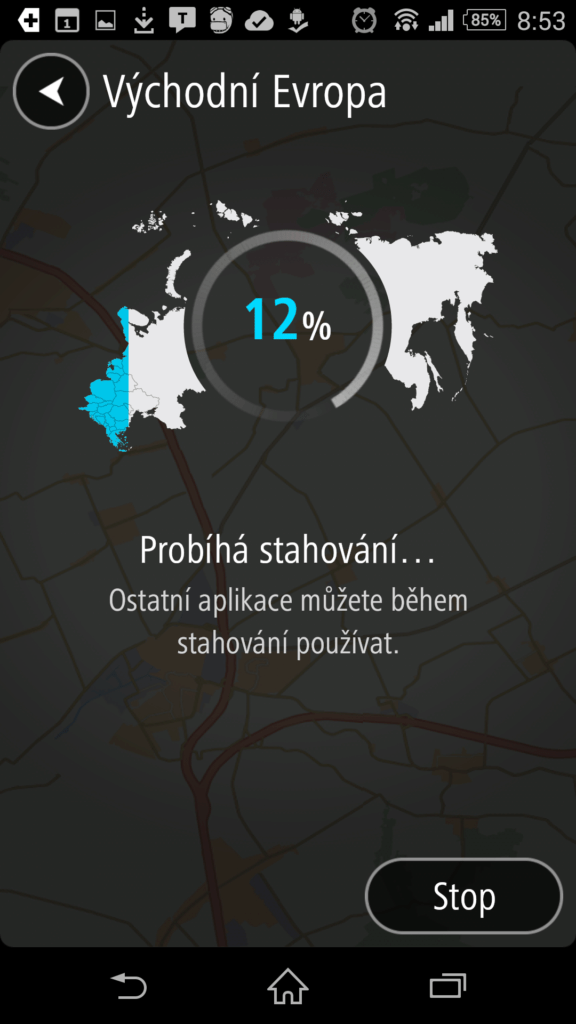 Stahování mapových podkladů do navigace