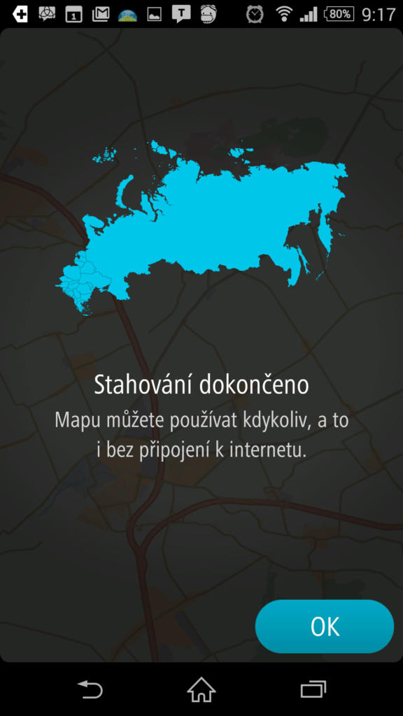 Stahování mapových podkladů do navigace