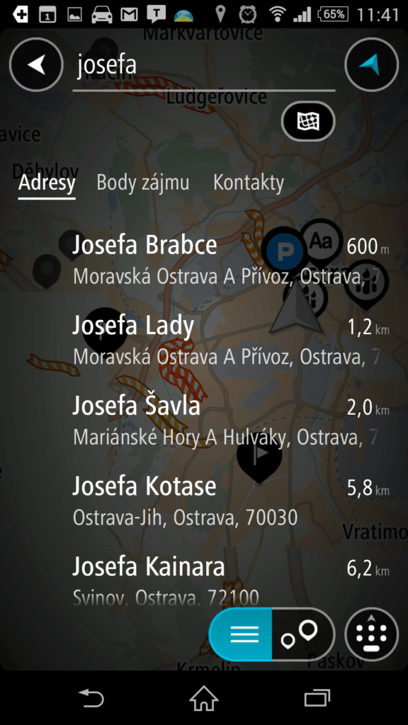 Vyhledávání v adresách