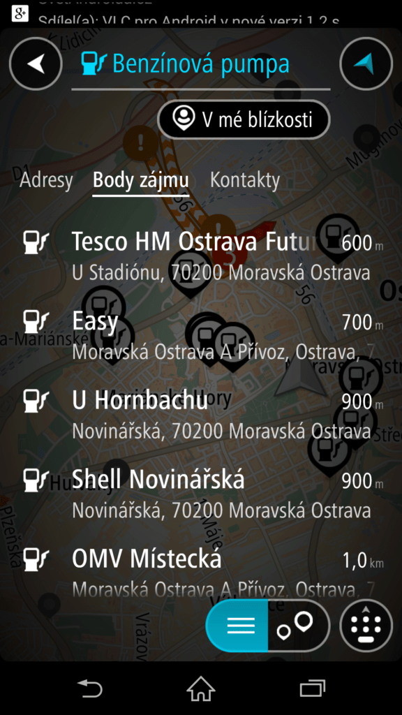 Výpis kategorie POI