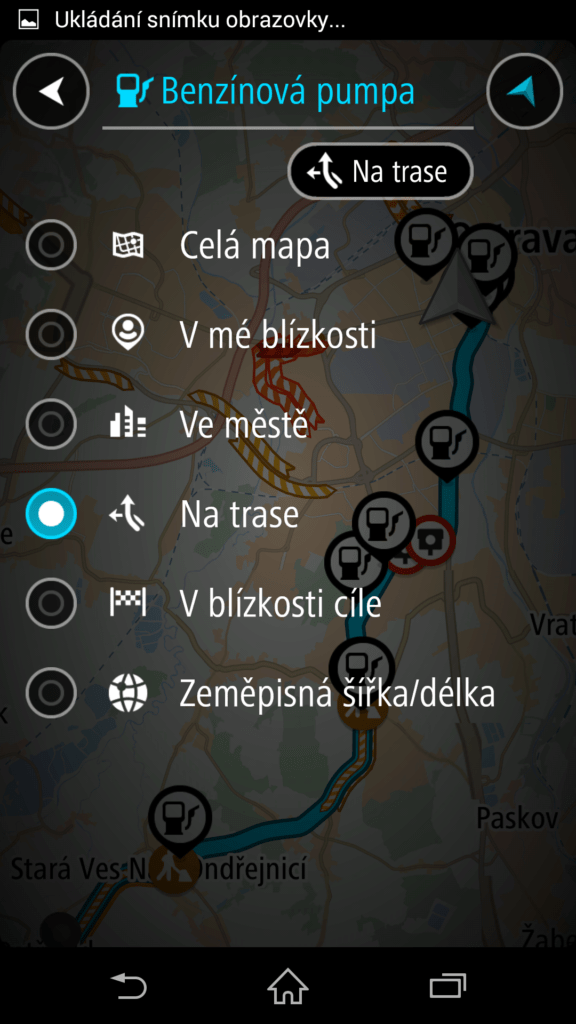 Vyhledávání podél trasy