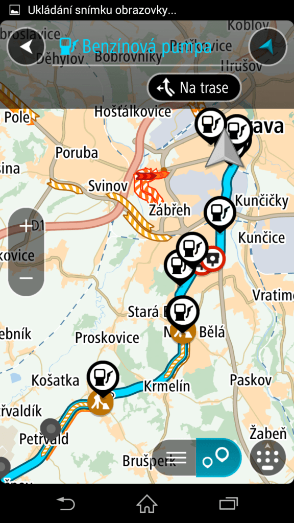 Čerpací stanice podél trasy