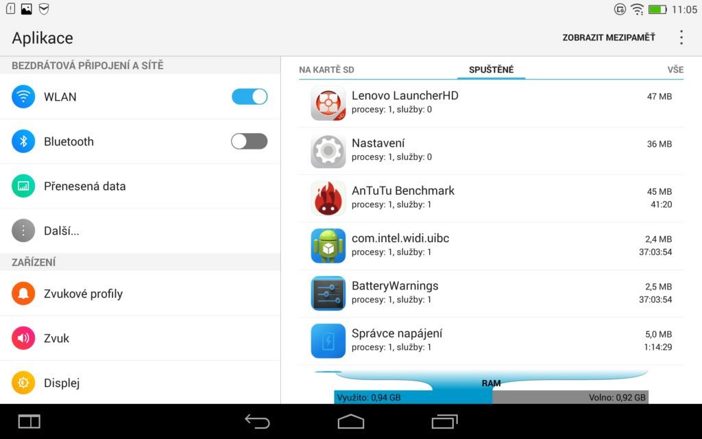 Lenovo Yoga 2 8 systém Android 4.4.2 nastavení