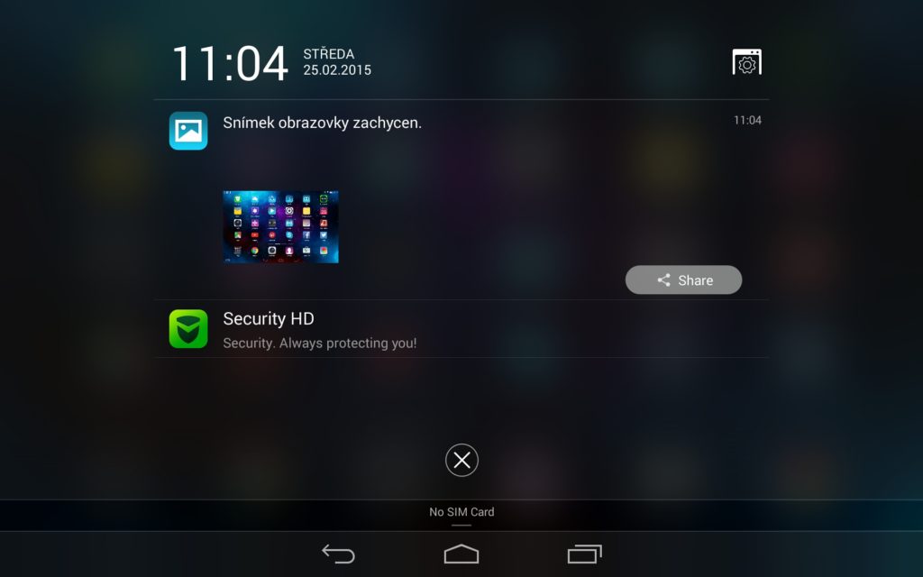 Lenovo Yoga 2 8 systém Android 4.4.2 notifikační lišta