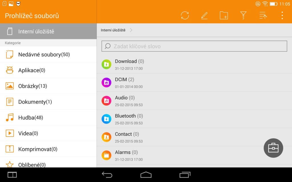 Lenovo Yoga 2 8 systém Android 4.4.2 správce souborů