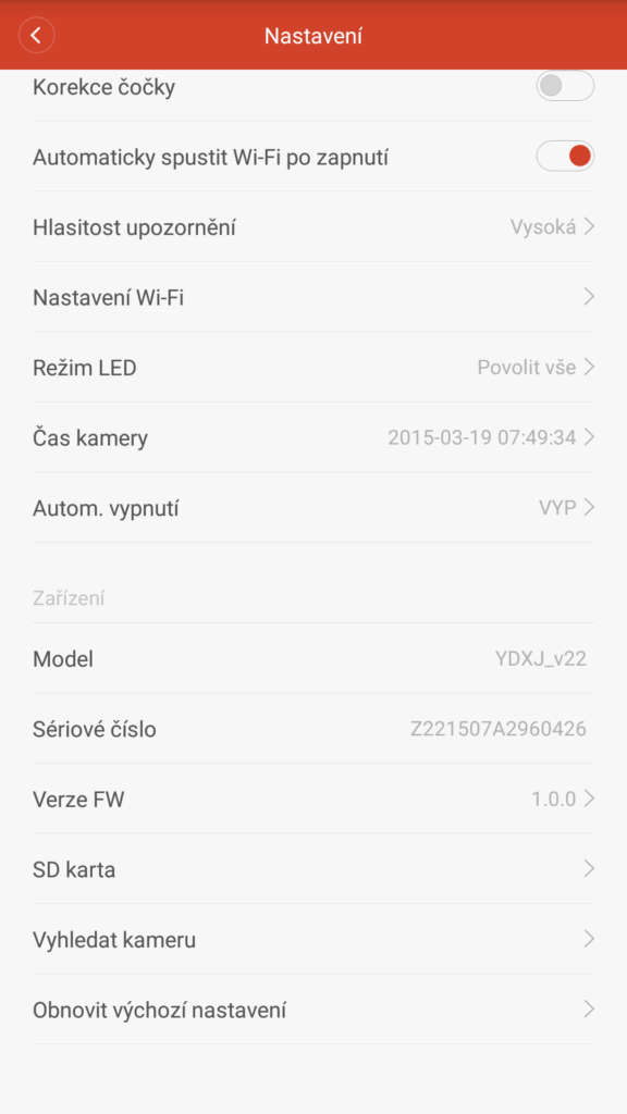 Xiaomi Yi aplikace nastaveni 3