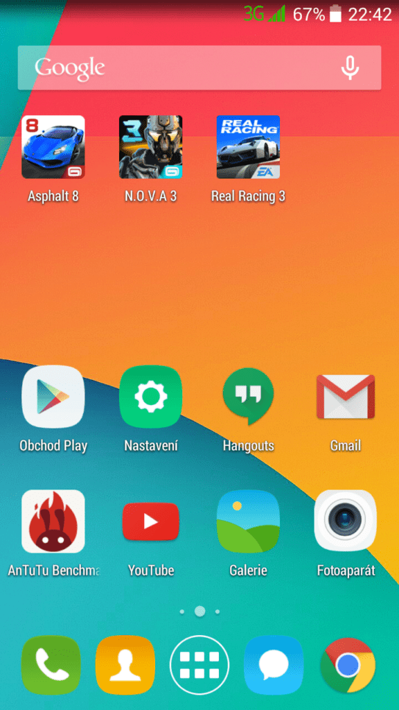 iNew v3 plus uživatelské rozhraní hlavní plocha