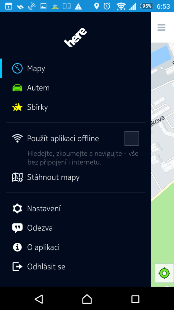 Offline navigace HERE