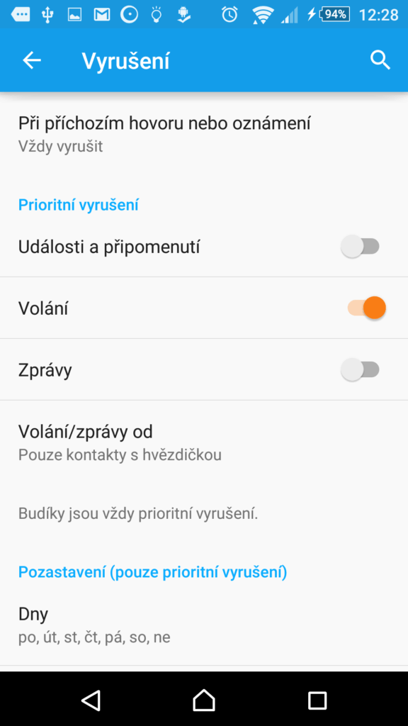 Prioritní režim Androidu 5 Lollipop
