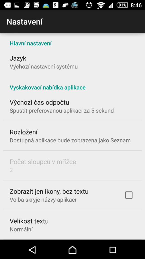 Možnosti nastavení