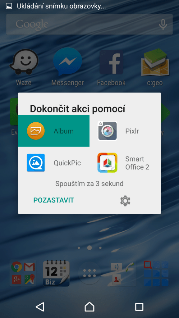 Dokončení akce pomocí aplikace