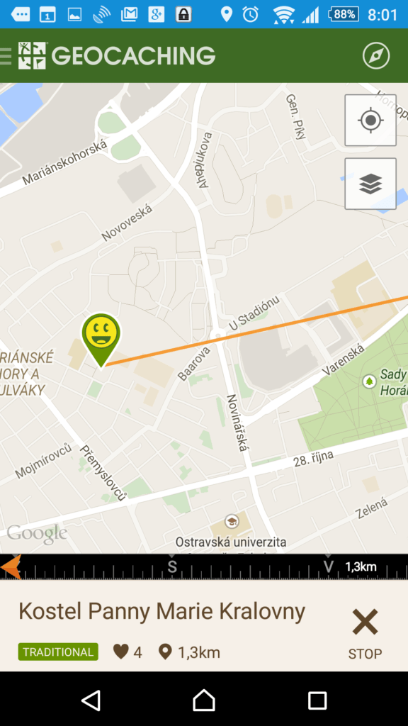 Geocaching Intro - navigace mapou