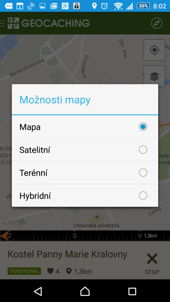 Geocaching Intro - typ mapy