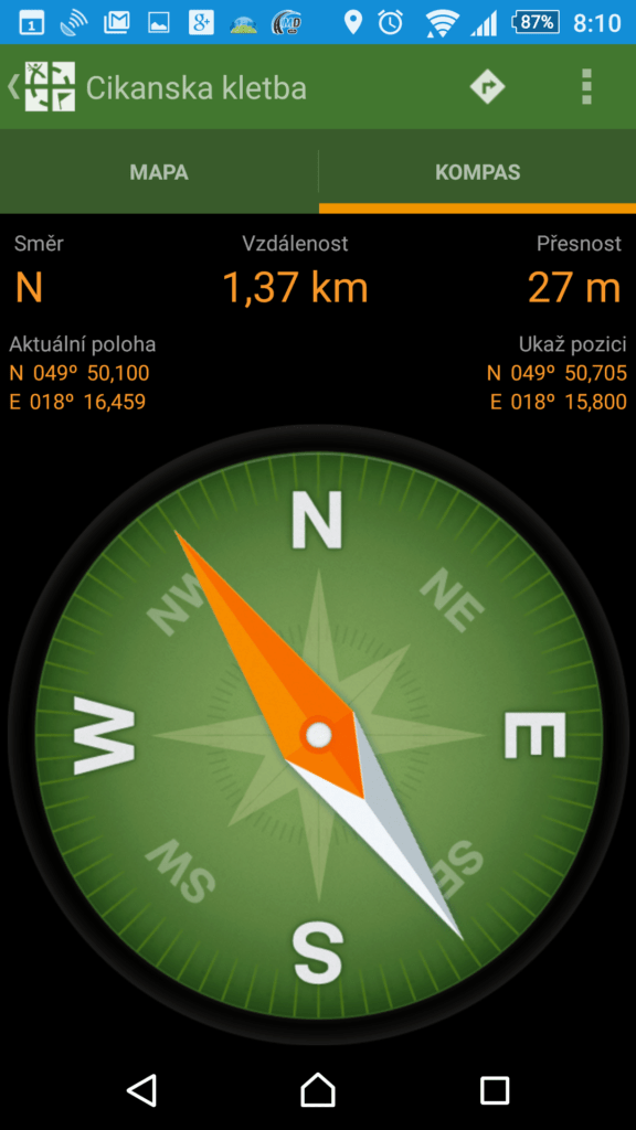 Geocaching - navigace kompasem