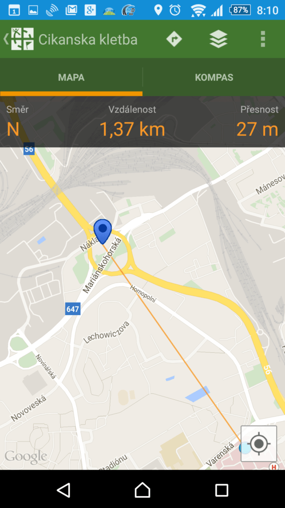 Geocaching - navigace mapou