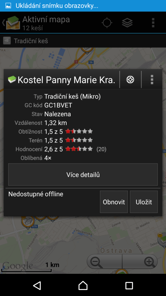 c:geo - podrobnosti keše
