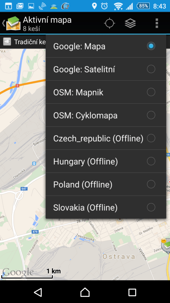 c:geo - výběr map