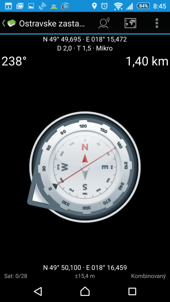c:geo - navigace kompasem