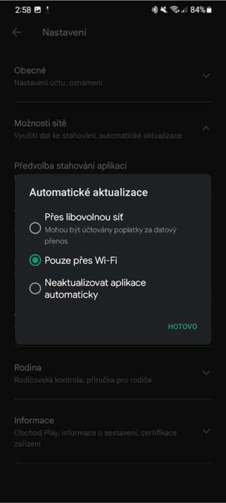automatické aktualizace aplikací aplikace Obchod Play vypnutí zapnutí 4 nabídka