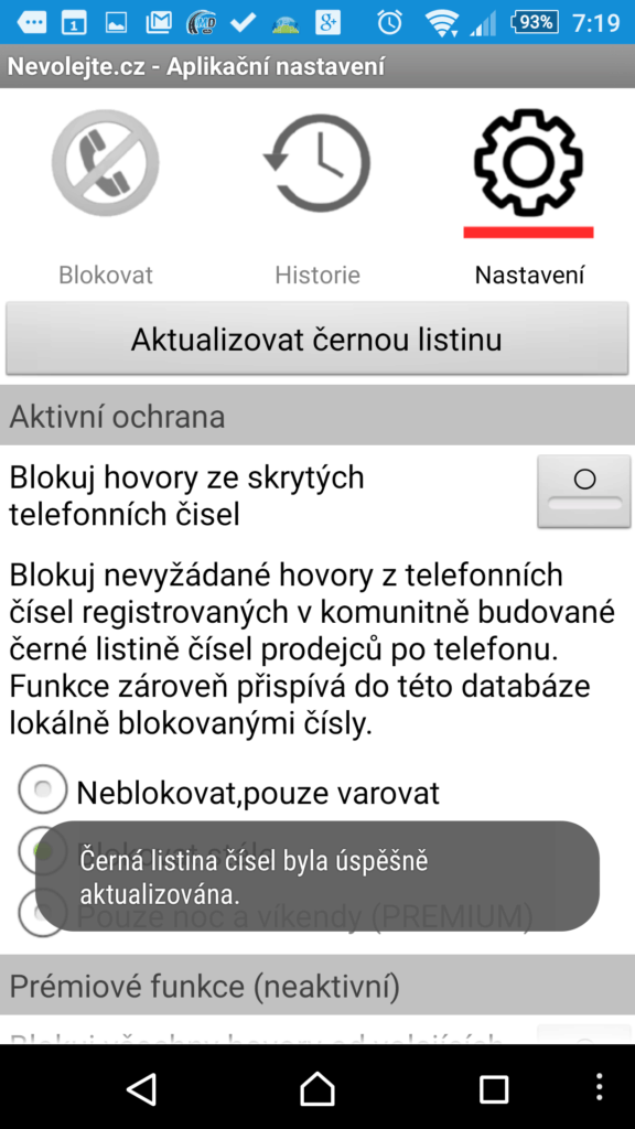 Aktualizace černé listiny