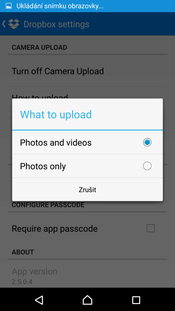 Automatická záloha fotek a videí v Dropboxu