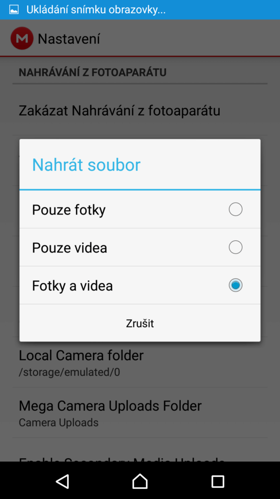 Automatická záloha fotek a videí v MEGA