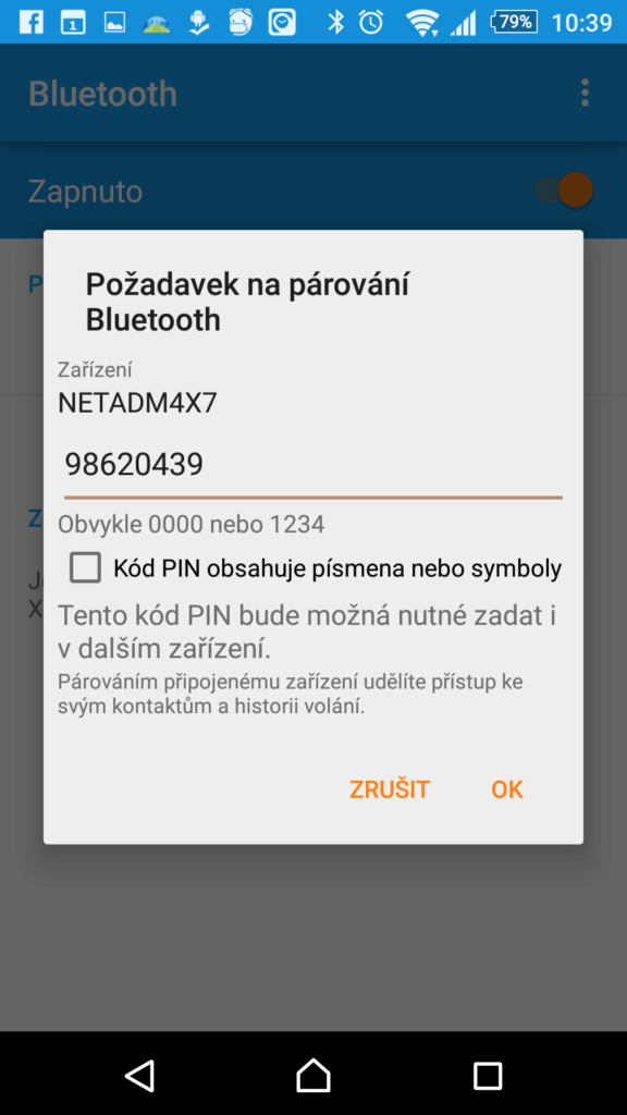 Párování počítače s telefonem přes Bluetooth