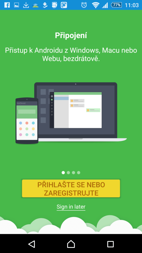 AirDroid na mobilním telefonu