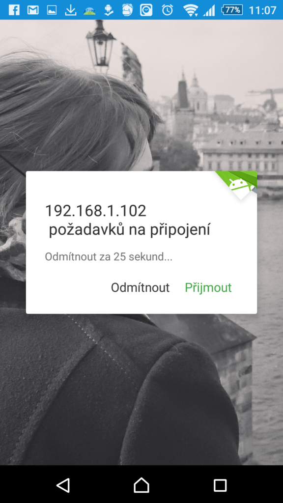 AirDroid na mobilním telefonu