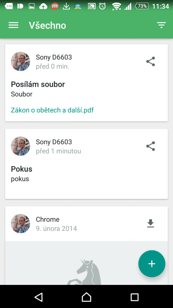 Pushbullet v telefonu