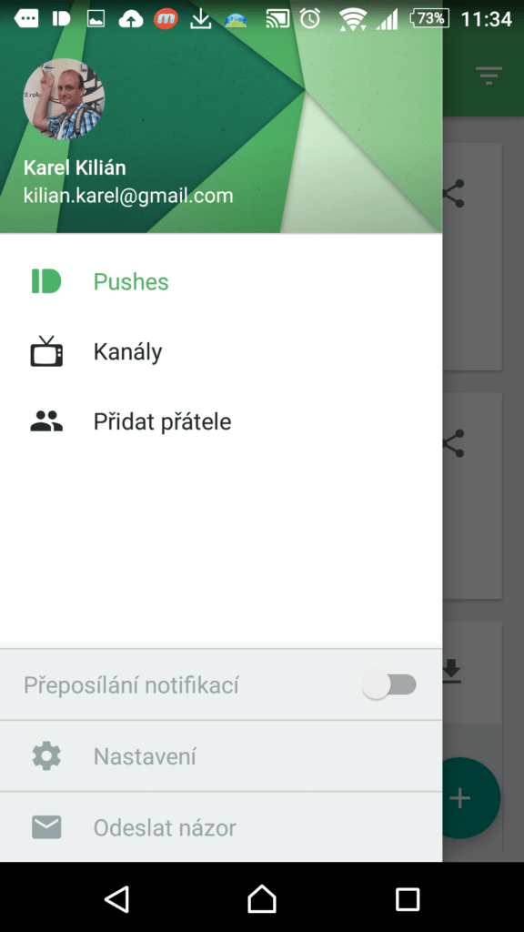 Pushbullet v telefonu