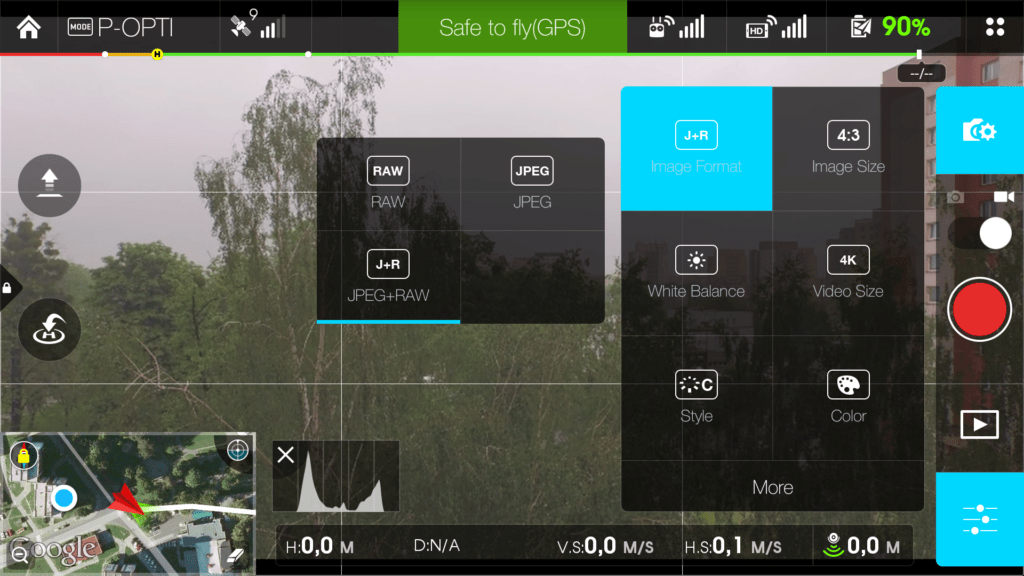 DJI Pilot formát foto