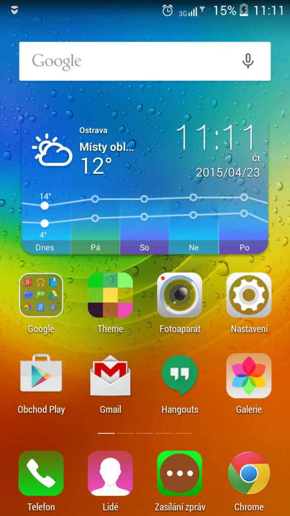 Lenovo A5000 hlavní plocha